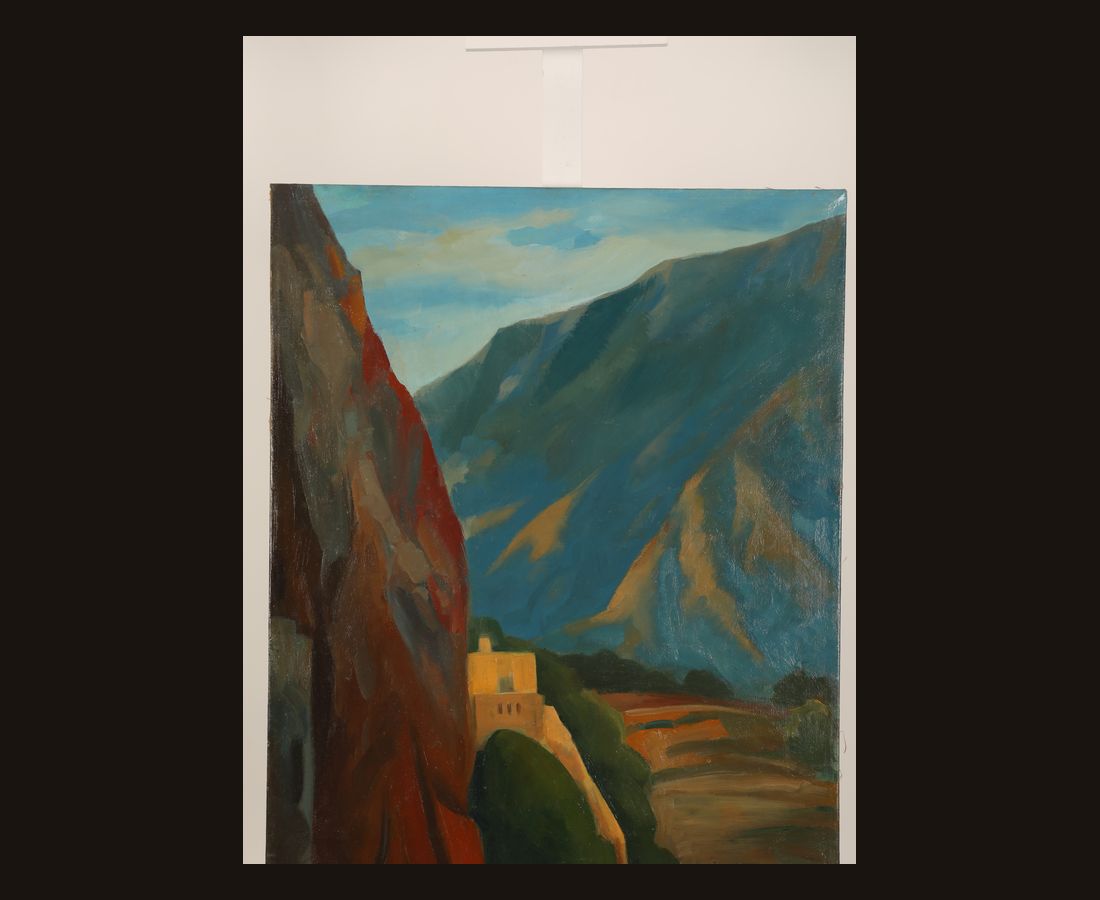 Mountain landscape with a monastery