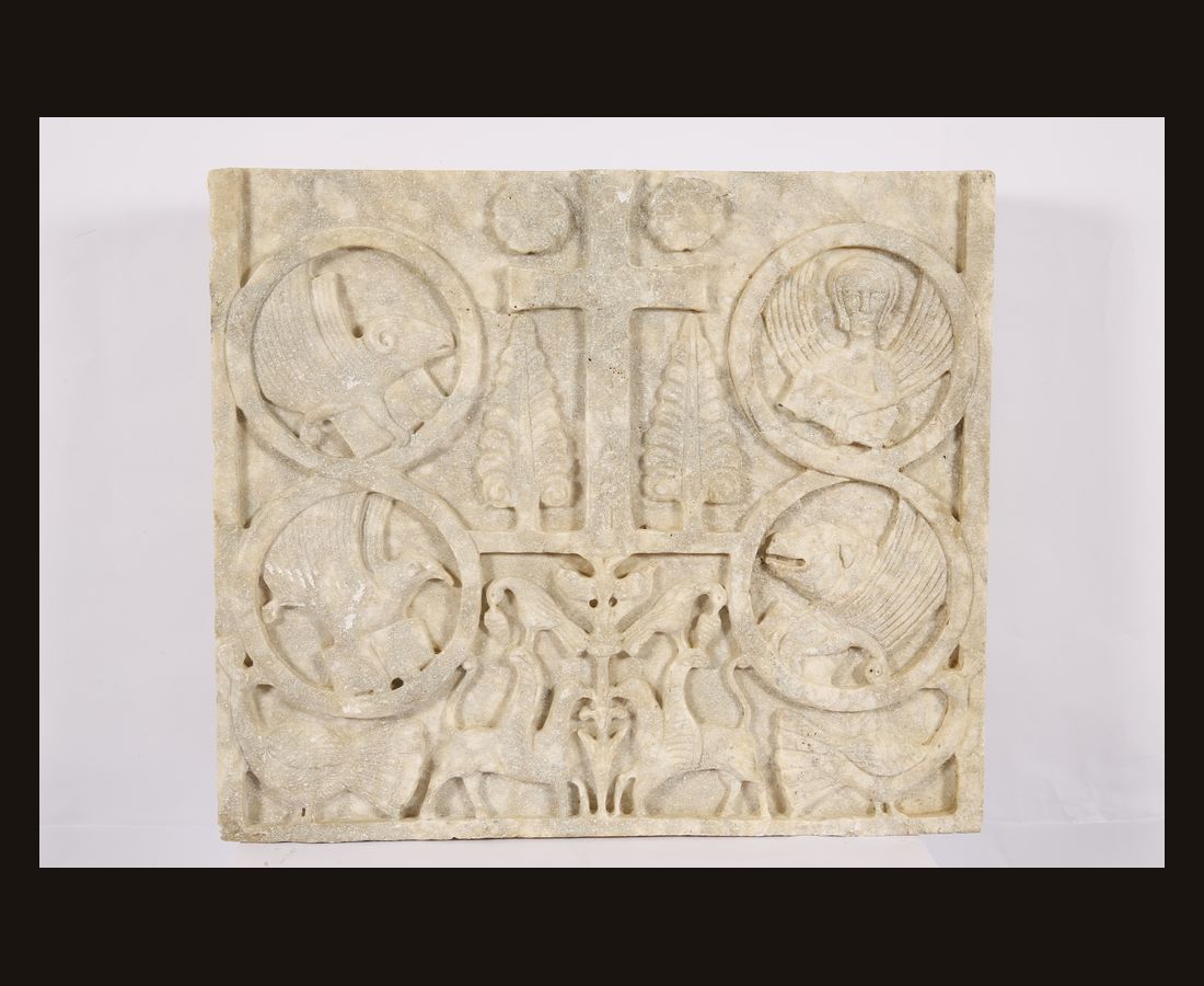 Carved stone relief